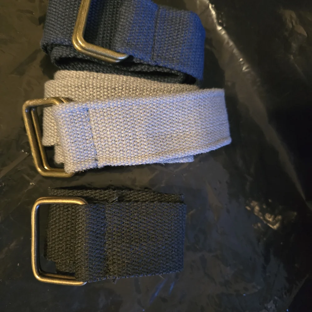 Kids Canvas Belt Set - Black, Gray, and Blue Like New 34 Inches Canvas
